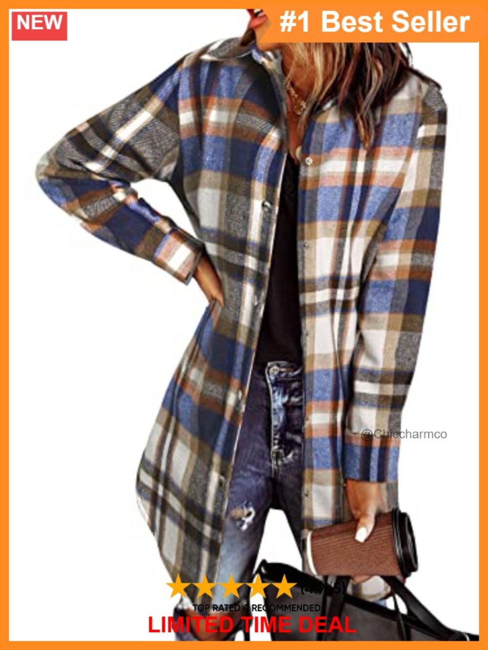 Flannel Shacket Jacket Plaid Button Down Shirt